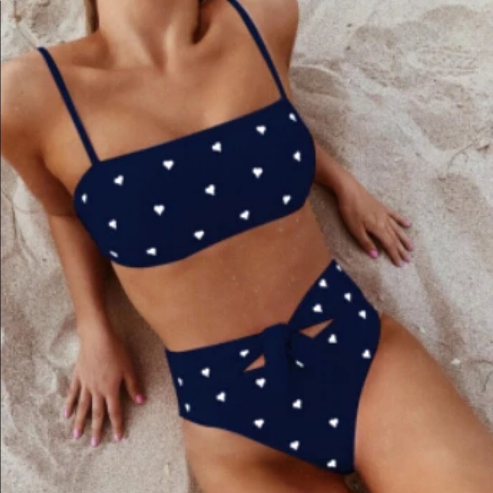 RETRO LOVE ♡ BLUE High Waisted Bikini Set - Picture 2 of 6